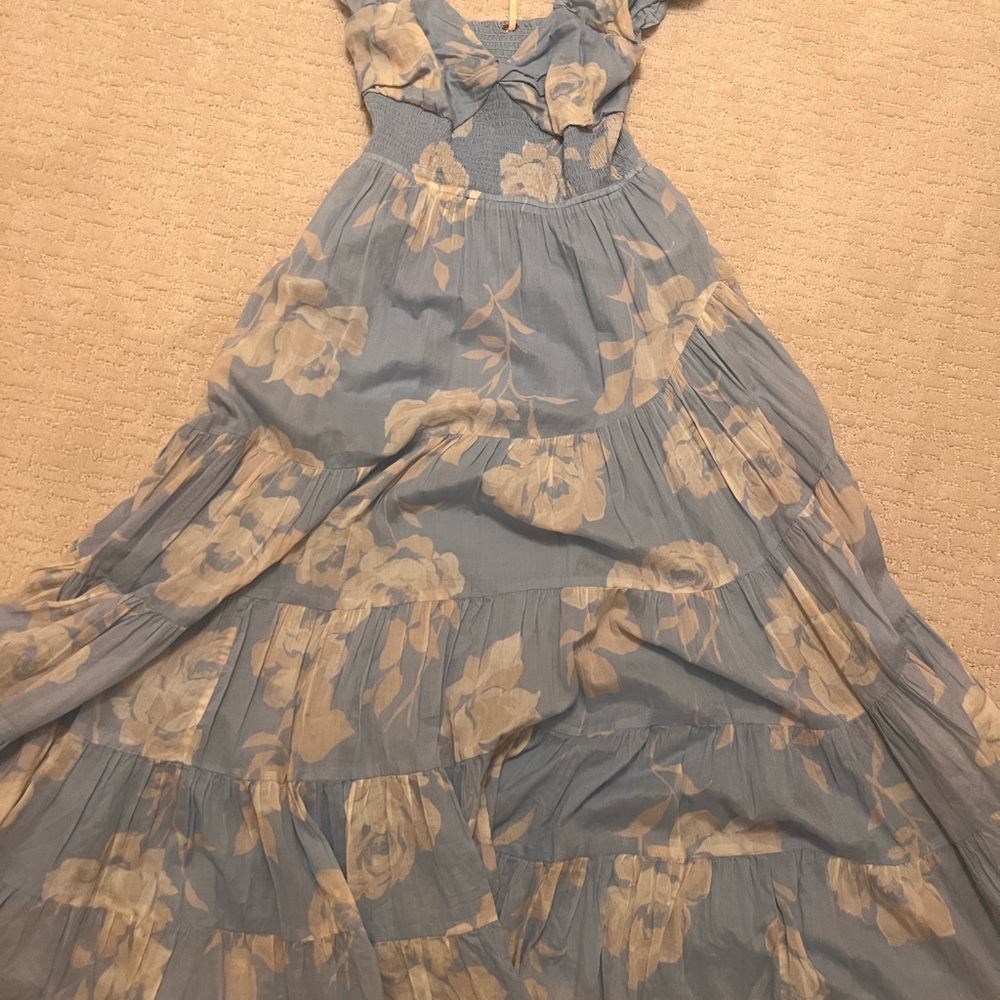 Free People Blue and Cream Floral Maxi Dress